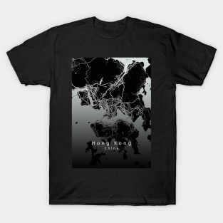 Hong Kong China City Map dark T-Shirt